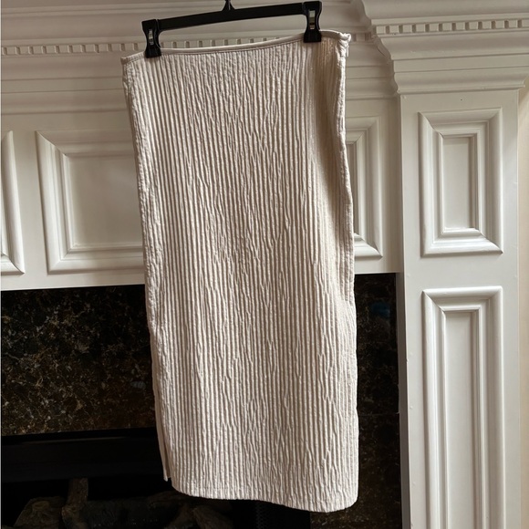 Zara Sequined crinkled slit hem cream midi skirt sz.S - Picture 7 of 16